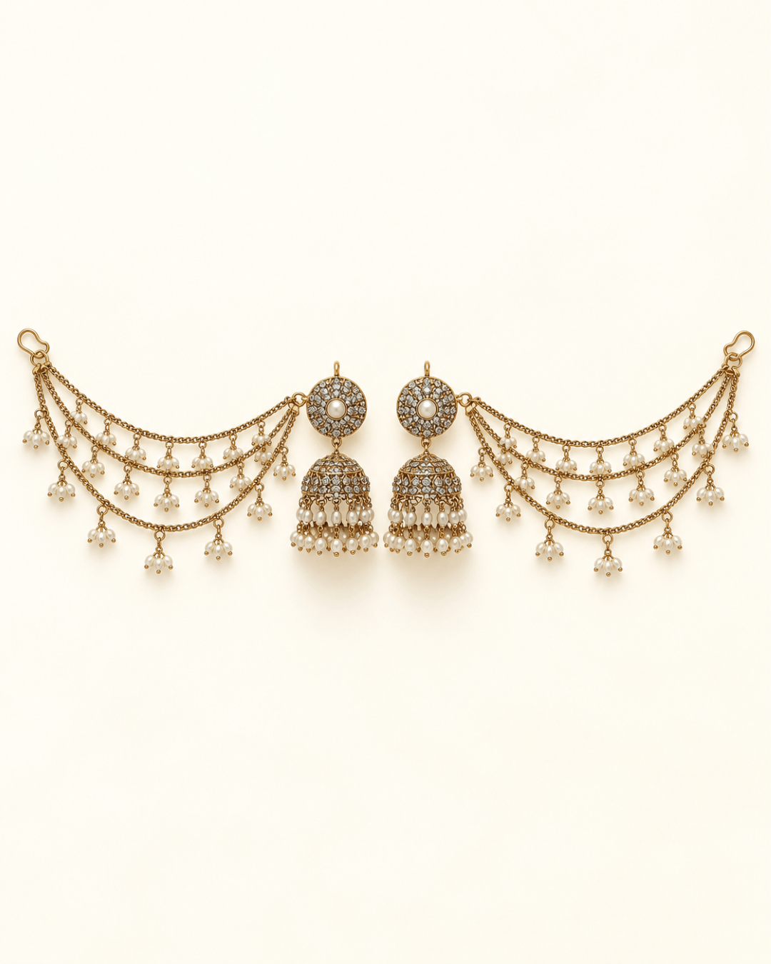 Sahara Jhumka Earrings with Layered Hair Chains