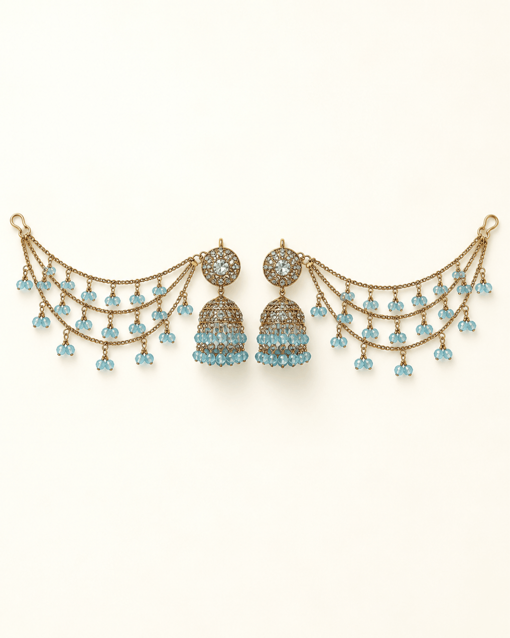 Sahara Jhumka Earrings with Layered Hair Chains