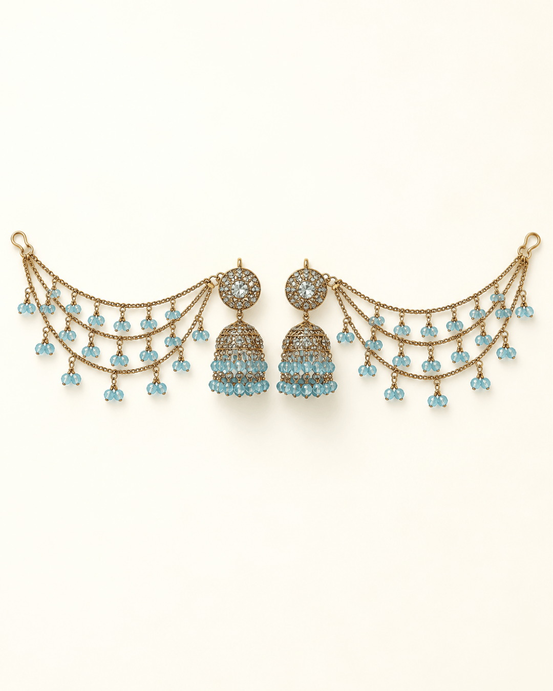Sahara Jhumka Earrings with Layered Hair Chains