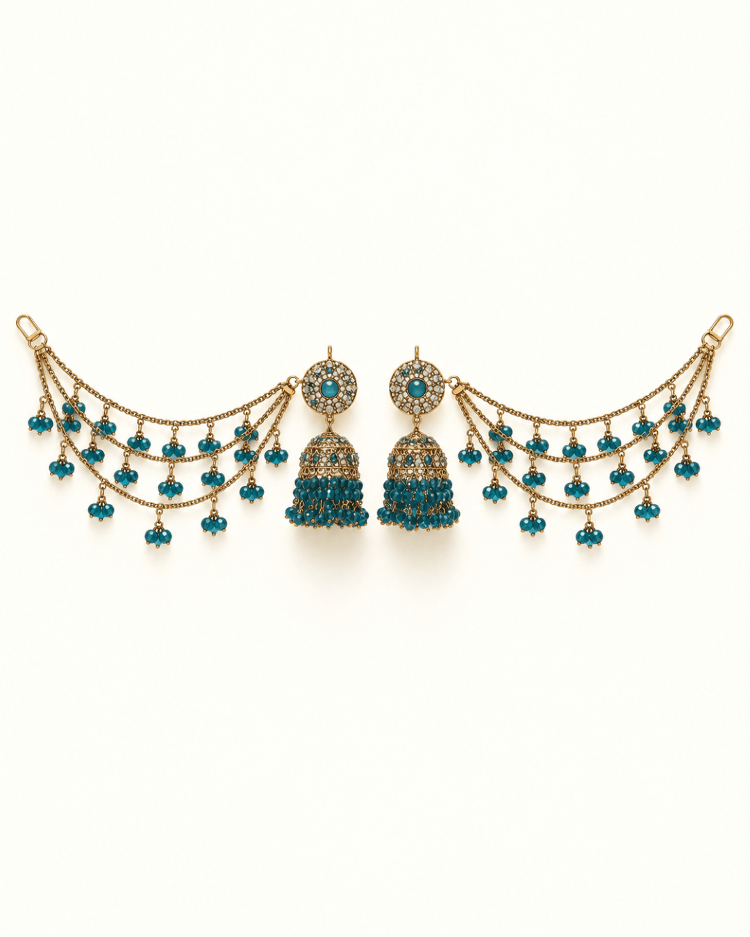 Sahara Jhumka Earrings with Layered Hair Chains