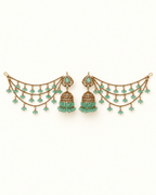 Traditional Sahara Jhumka Earrings with Triple Layered Hair Chains