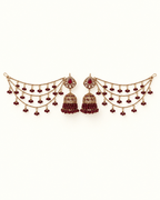 Traditional Sahara Jhumka Earrings with Triple Layered Hair Chains