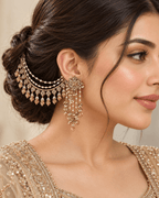 Royal Floral Sahara Earrings with Layered Hair Chains
