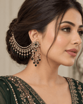 Royal Floral Sahara Earrings with Layered Hair Chains