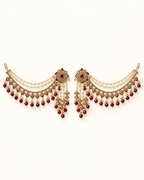 Royal Floral Sahara Earrings with Layered Hair Chains