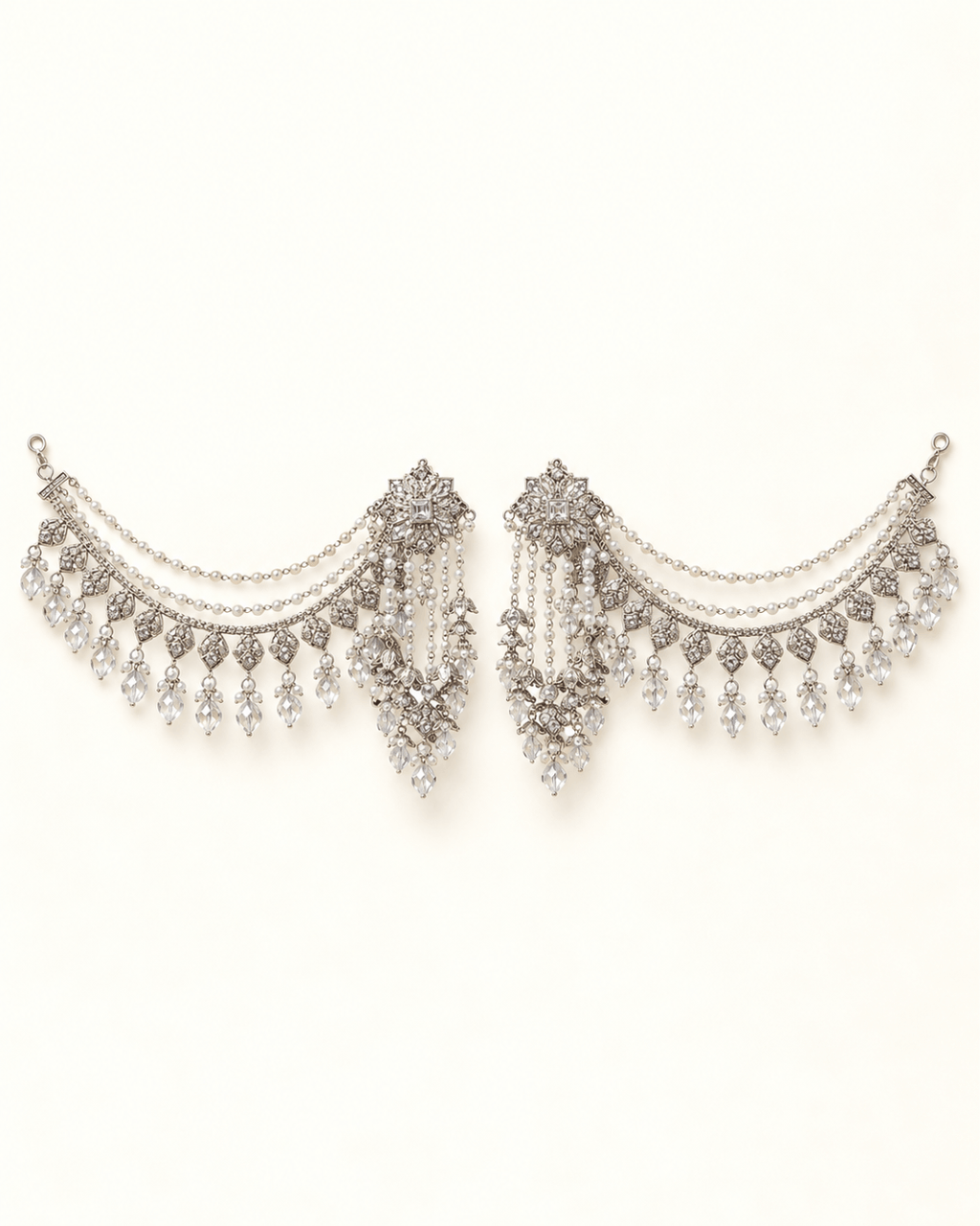 Royal Floral Sahara Earrings with Layered Hair Chains