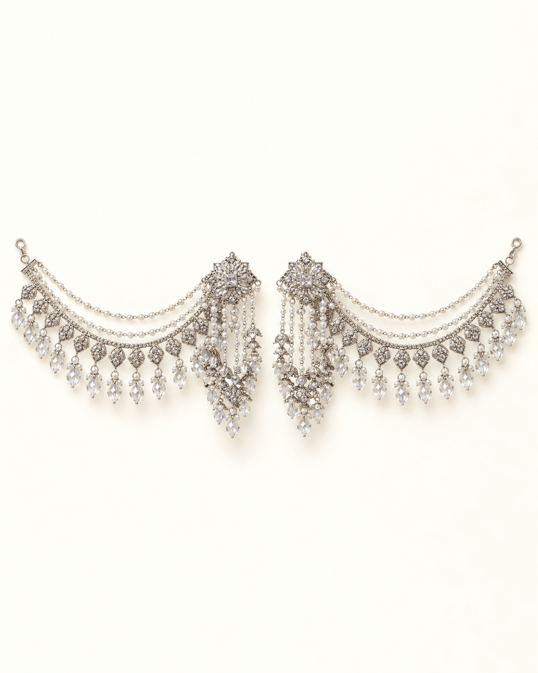 Royal Floral Sahara Earrings with Layered Hair Chains
