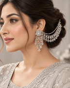 Royal Floral Sahara Earrings with Layered Hair Chains