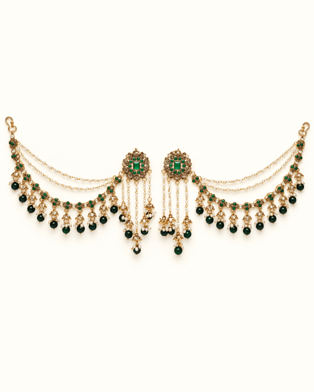 Layered Sahara Jhumka Earrings with Bead Drops