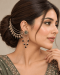 Layered Sahara Jhumka Earrings with Bead Drops