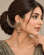 Layered Sahara Jhumka Earrings with Bead Drops