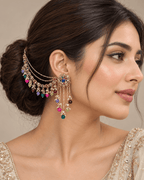 Layered Sahara Jhumka Earrings with Bead Drops