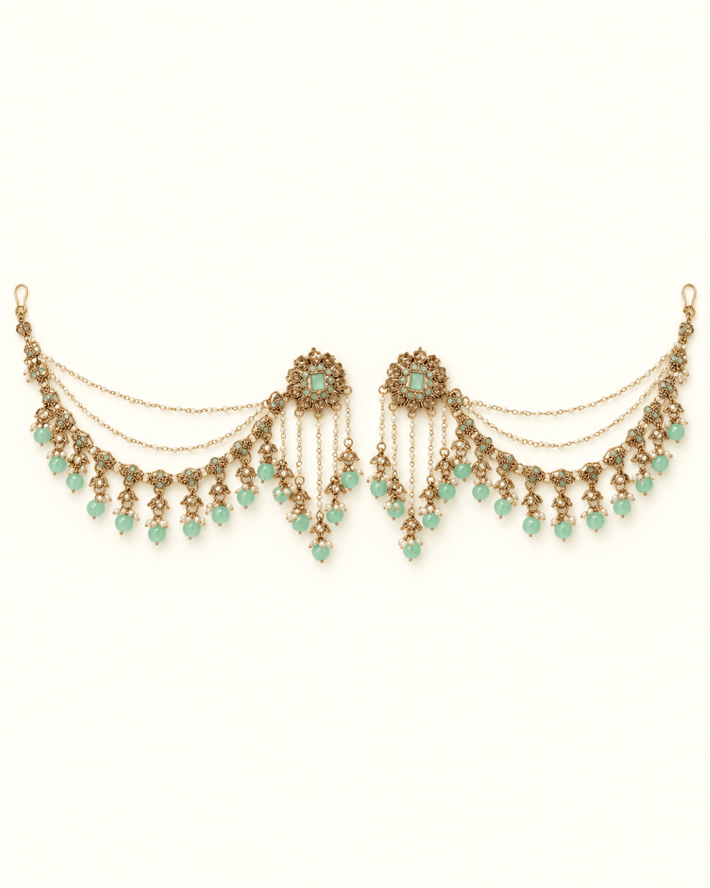 Layered Sahara Jhumka Earrings with Bead Drops