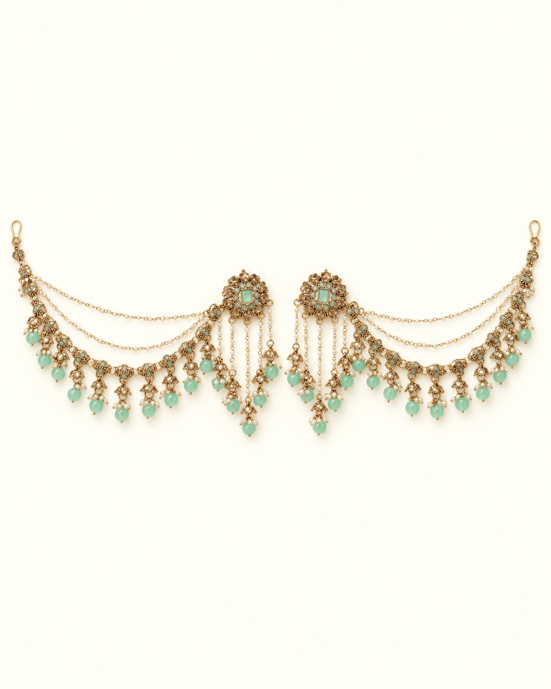 Layered Sahara Jhumka Earrings with Bead Drops