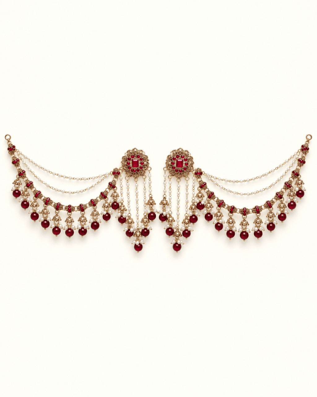 Layered Sahara Jhumka Earrings with Bead Drops