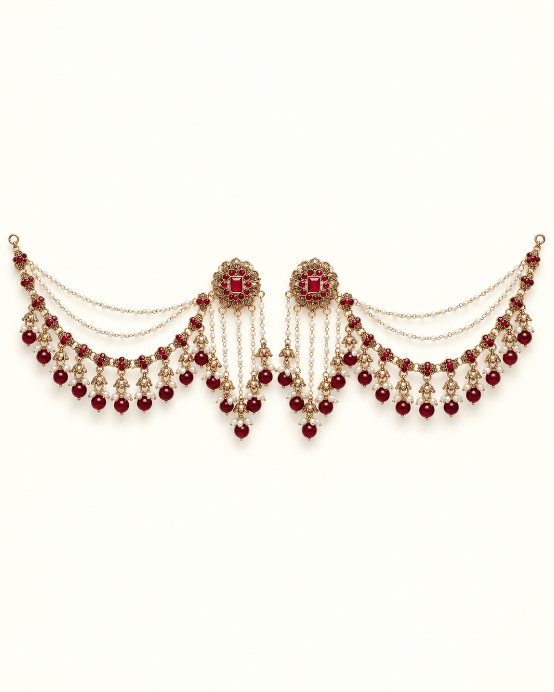 Layered Sahara Jhumka Earrings with Bead Drops