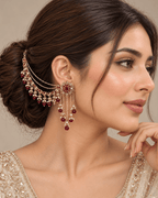 Layered Sahara Jhumka Earrings with Bead Drops