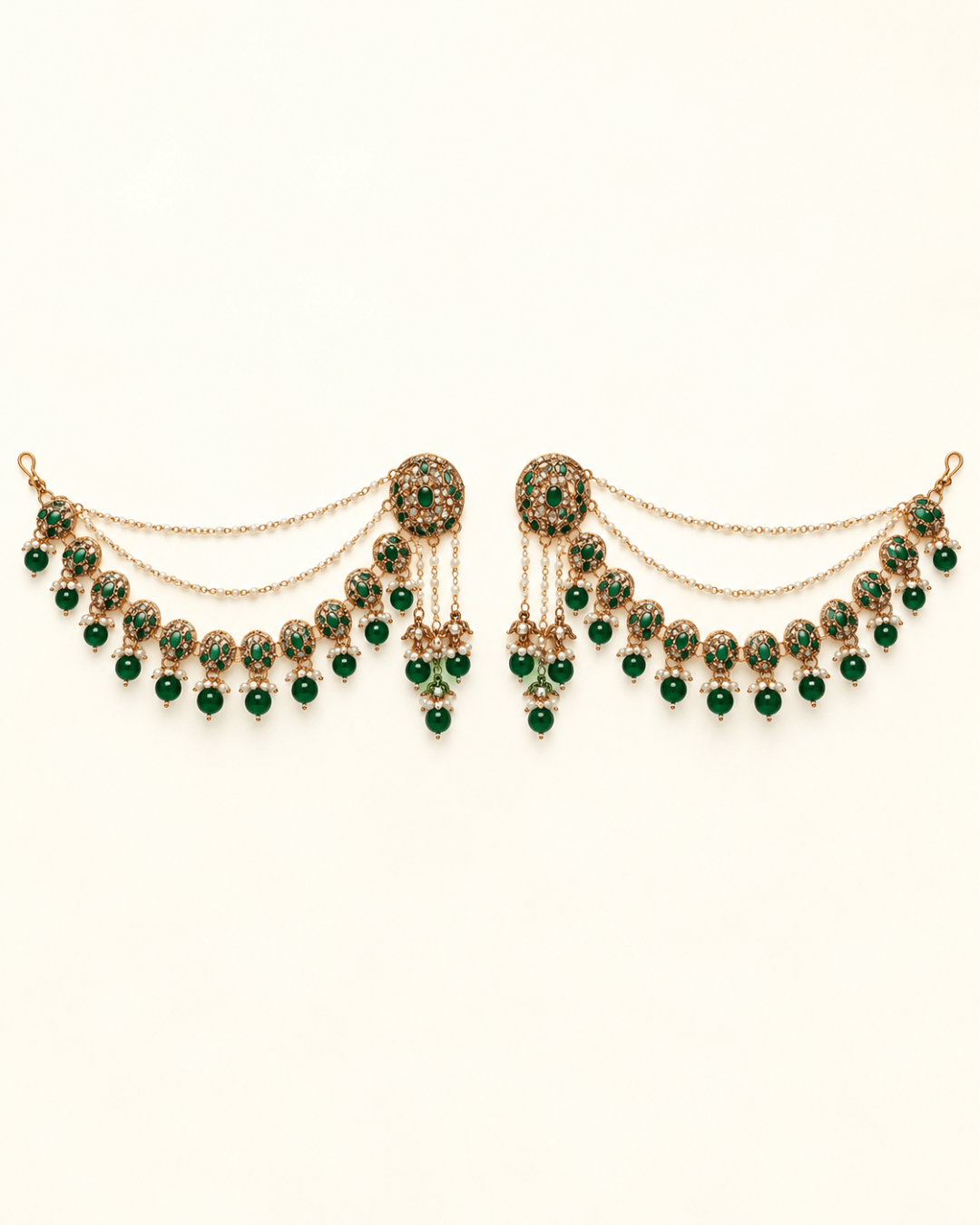 Circular Motif Sahara Jhumka Earrings with Bead Drops