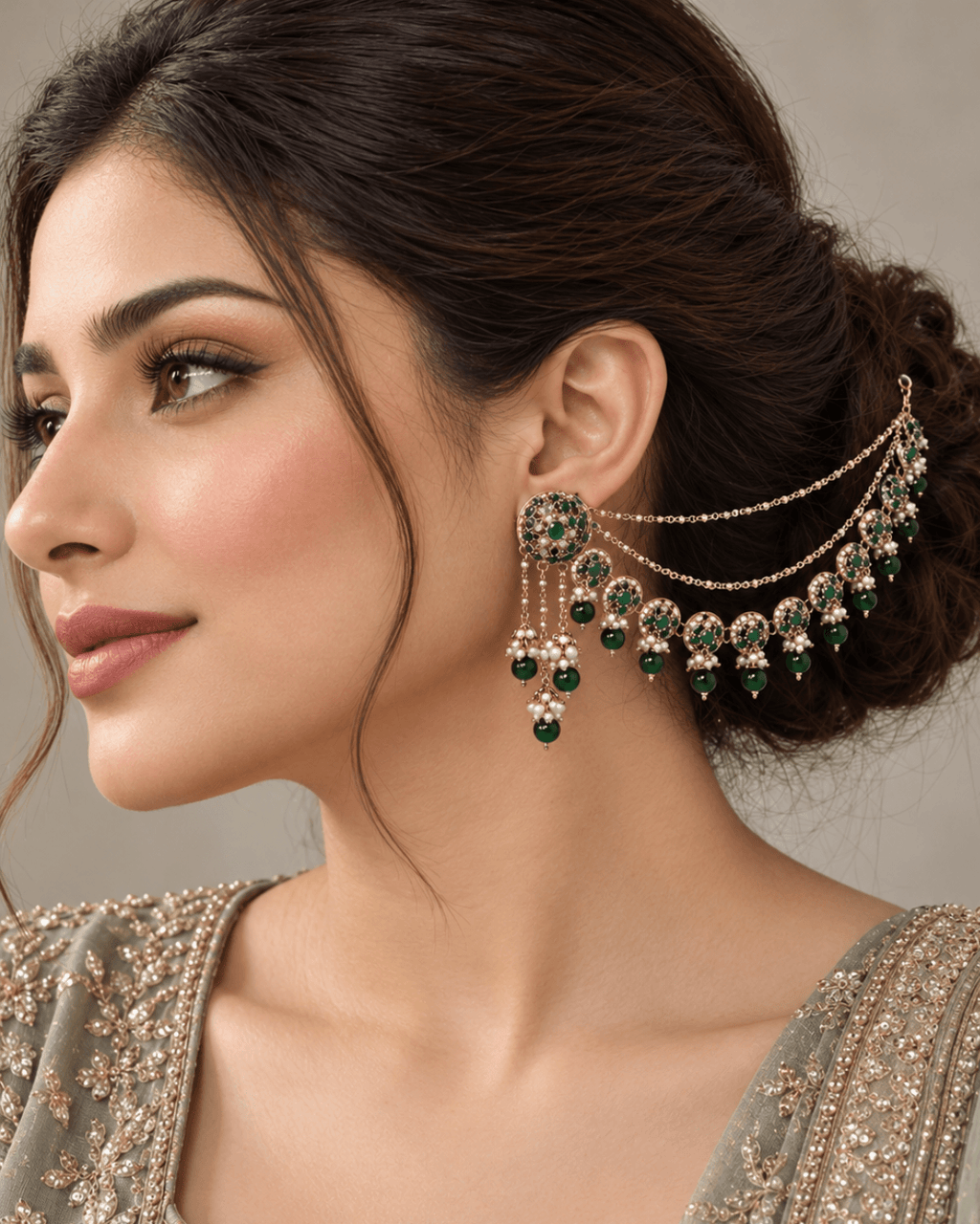 Circular Motif Sahara Jhumka Earrings with Bead Drops