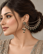 Circular Motif Sahara Jhumka Earrings with Bead Drops