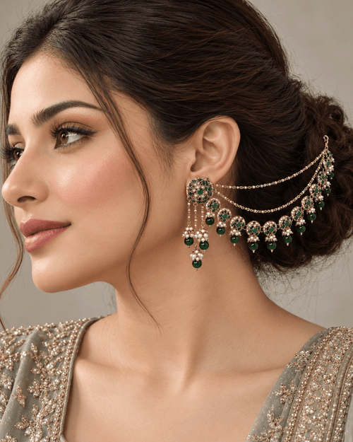 Circular Motif Sahara Jhumka Earrings with Bead Drops