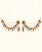 Circular Motif Sahara Jhumka Earrings with Bead Drops