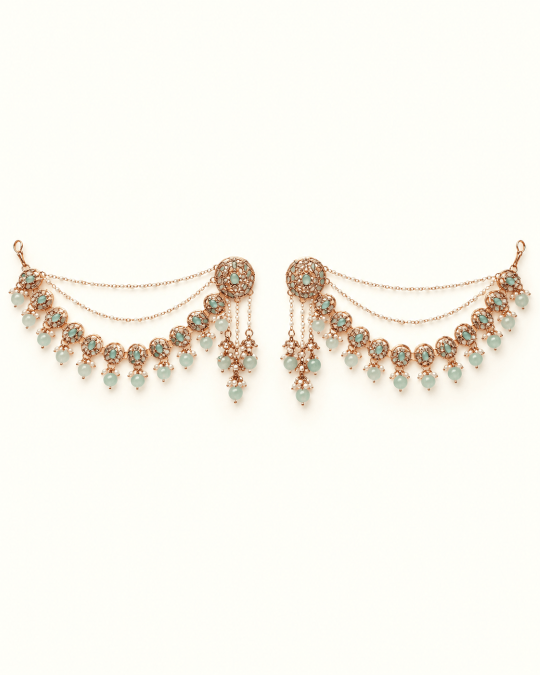Circular Motif Sahara Jhumka Earrings with Bead Drops