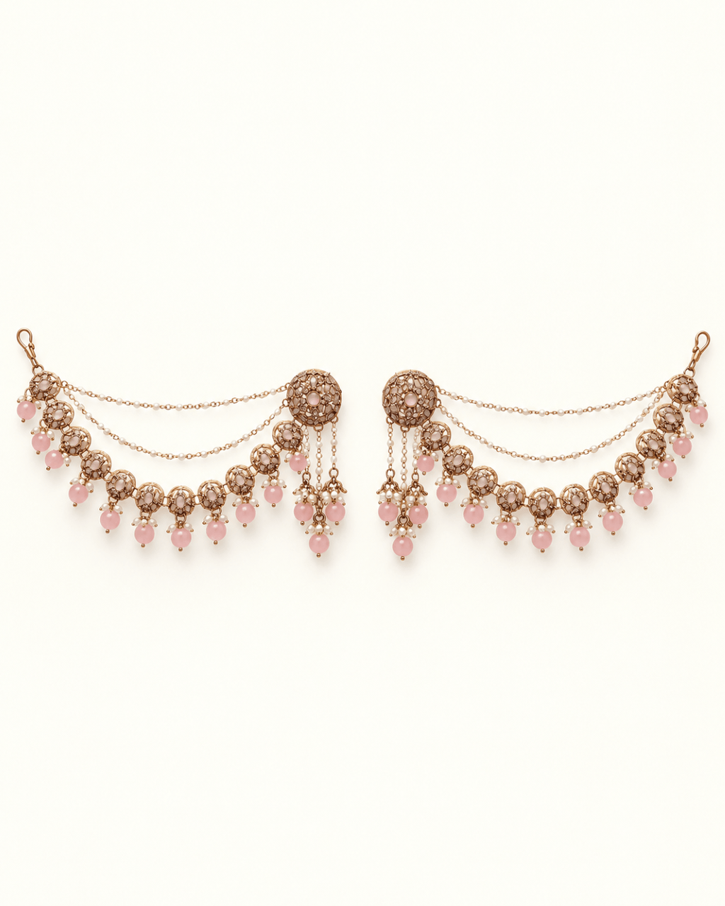 Circular Motif Sahara Jhumka Earrings with Bead Drops