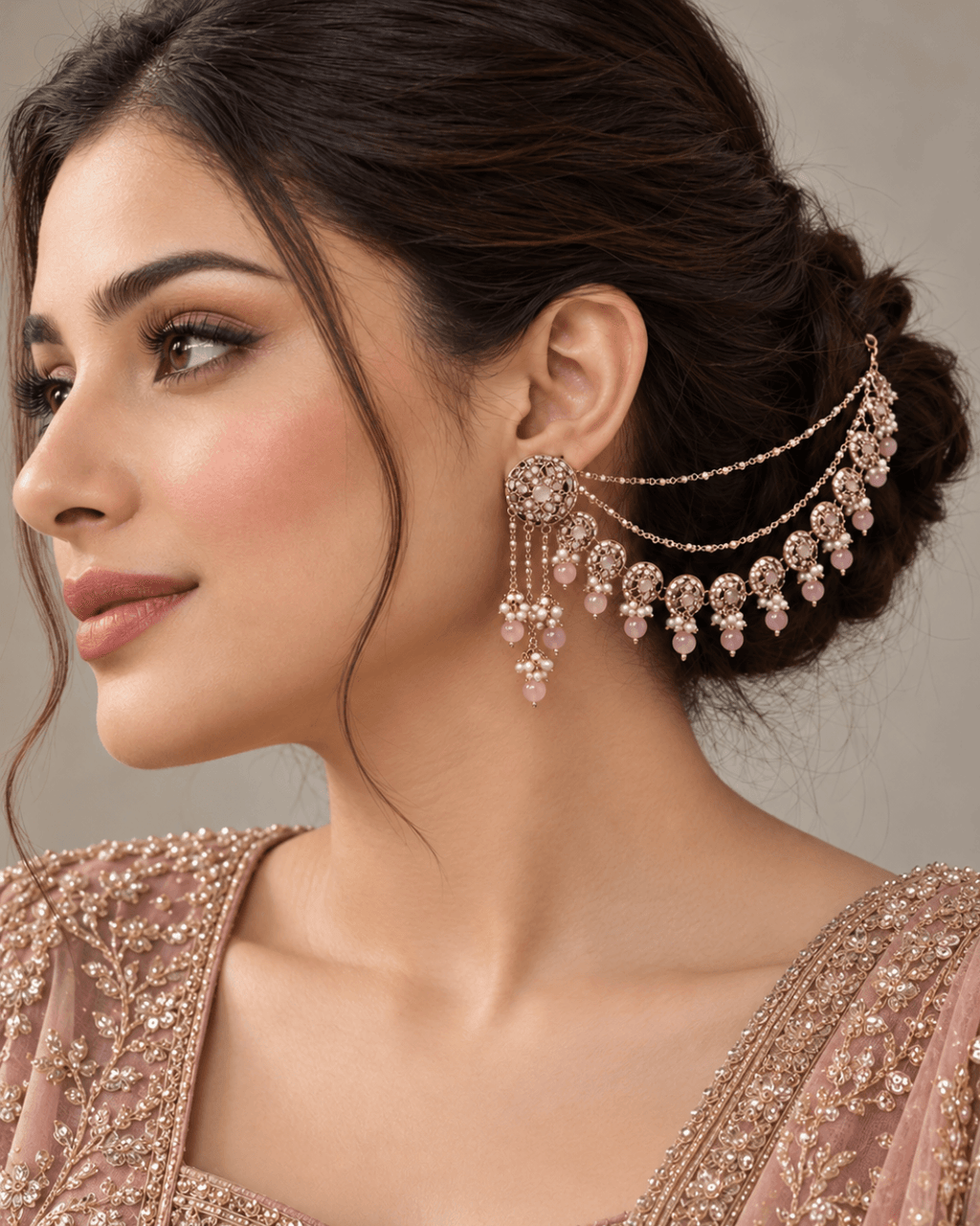 Circular Motif Sahara Jhumka Earrings with Bead Drops