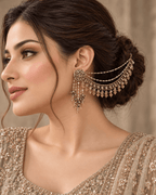 Layered Sahara Jhumka Earrings with Bead Drops