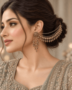 Layered Sahara Jhumka Earrings with Bead Drops