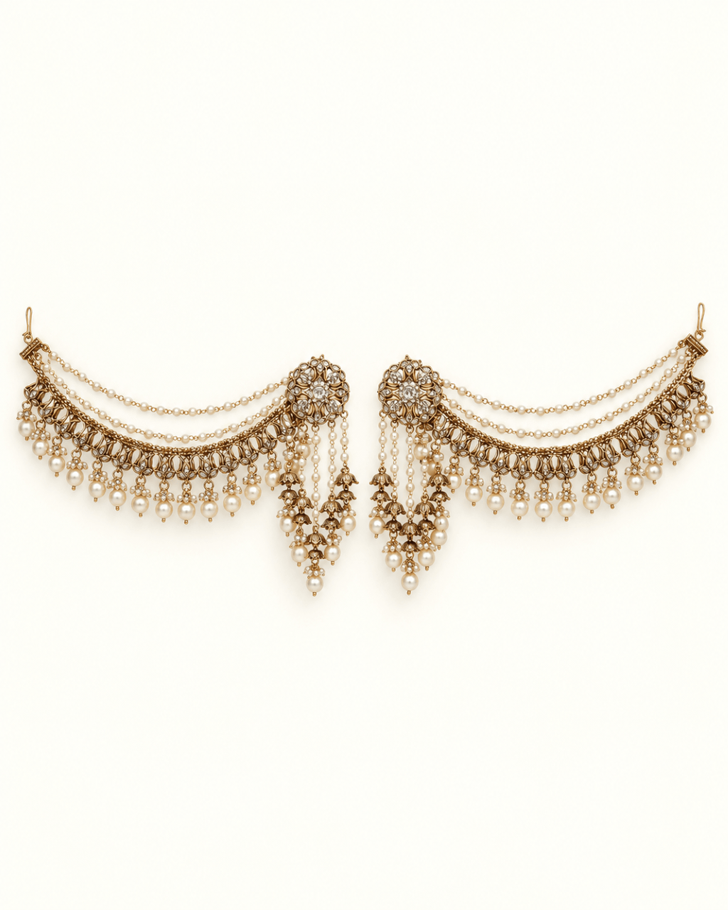 Layered Sahara Jhumka Earrings with Bead Drops