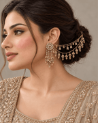 Round Stud Layered Sahara Jhumka Earrings with Bead Drops