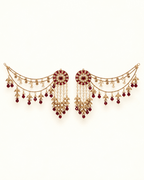 Round Stud Layered Sahara Jhumka Earrings with Bead Drops