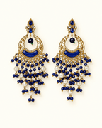 Kundan Style Chandbali Earrings with Pearl & Bead Drops