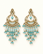 Kundan Style Chandbali Earrings with Pearl & Bead Drops