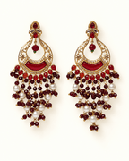 Kundan Style Chandbali Earrings with Pearl & Bead Drops