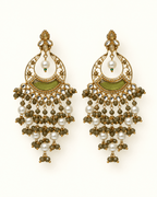 Kundan Style Chandbali Earrings with Pearl & Bead Drops