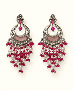 Kundan Style Chandbali Earrings with Pearl & Bead Drops
