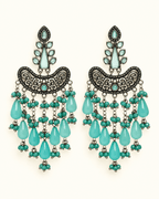 Oxidised Silver Chandbali Earrings with Teardrop Beads