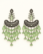 Oxidised Silver Chandbali Earrings with Teardrop Beads
