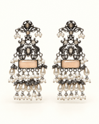 Oxidised Silver Statement Earrings with Pearl Drops