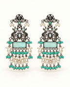Oxidised Silver Statement Earrings with Pearl Drops