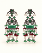 Oxidised Silver Statement Earrings with Pearl Drops