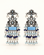 Oxidised Silver Statement Earrings with Pearl Drops