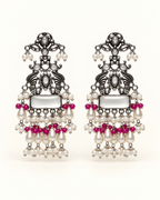Oxidised Silver Statement Earrings with Pearl Drops