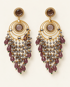 Gold-Tone Circular Chandelier Earrings with Bead Tassels