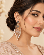 Gold-Tone Circular Chandelier Earrings with Bead Tassels