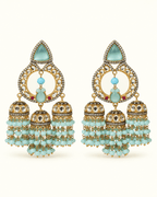 Triple Jhumka Chandbali Earrings with Bead Tassels