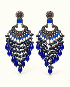 Traditional Kundan-Style Chandbali Earrings with Bead Tassels
